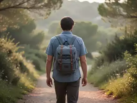 Eine Person geht auf einem malerischen Weg im Freien mit einem kleinen Rucksack, was moderate Bewegung darstellt. - Foto: über boerse-global.de