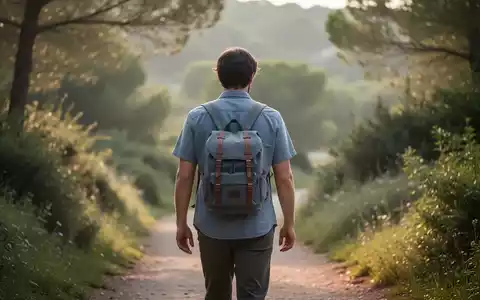 Eine Person geht auf einem malerischen Weg im Freien mit einem kleinen Rucksack, was moderate Bewegung darstellt. - Foto: über boerse-global.de