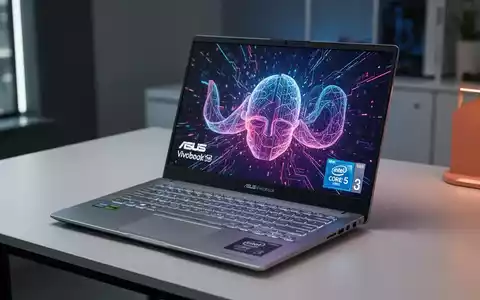 Offenes ASUS Vivobook 15 Laptop auf Schreibtisch, zeigt Bildschirm und Tastatur, mit dezenten Farbhinweisen. - Foto: über boerse-global.de