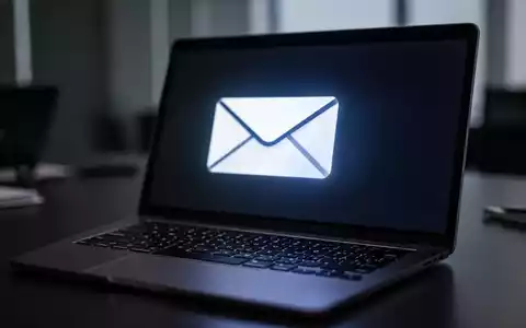 Nahaufnahme einer Laptop-Tastatur mit leuchtendem digitalem Umschlag-Symbol auf dem Bildschirm, das E-Mail und Abwesenheitsnotizen darstellt. - Foto: über boerse-global.de