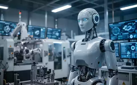 Schlanker, moderner humanoider Roboter in einer Hightech-Fabrik, symbolisiert Unitree Robotics' Börsengang und technologischen Fortschritt. - Foto: über boerse-global.de
