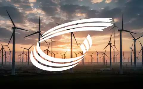 Ein modernes Windparkfeld bei Sonnenaufgang, Windturbinen ragen in den Himmel. Die Szene vermittelt Wachstum und industrielle Größe. - Foto: über boerse-global.de