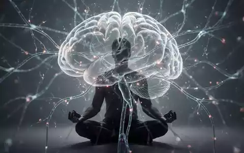 Eine ruhige Darstellung von Gehirnaktivität und neuralen Pfaden, überlagert mit einer meditierenden Silhouette, die Stressreduktion symbolisiert. - Foto: über boerse-global.de