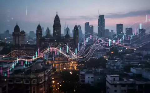 Abstrakte Darstellung von Finanzdatenfluss mit Leuchtlinien, die Abflüsse symbolisieren, vor der Skyline von Mumbai. - Foto: über boerse-global.de