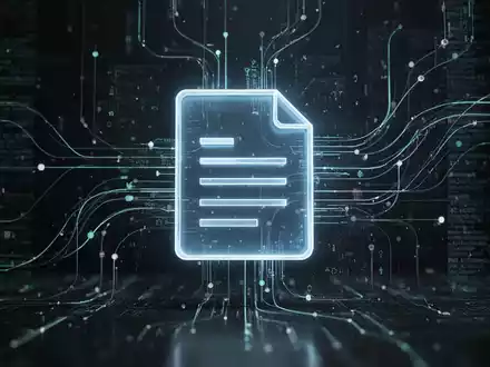 Leuchtendes, stilisiertes Dokumentensymbol umgeben von abstrakten digitalen Linien und Daten, symbolisiert Wachstum und Open-Source-Software. - Foto: über boerse-global.de