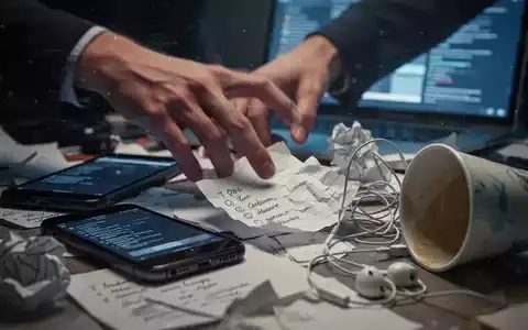 Eine Hand greift in ein chaotisches Durcheinander von Alltagsgegenständen, das Stress und Zeitdruck symbolisiert. - Foto: über boerse-global.de