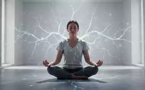 Eine Person sitzt in einer ruhigen, hellen Umgebung in Meditation, umgeben von subtilen, leuchtenden Mustern, die Bewusstsein und neuronale Aktivität symbolisieren. - Foto: über boerse-global.de