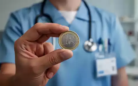 Eine Hand hält eine Euro-Münze, im unscharfen Hintergrund sind eine Pflegekraft und medizinische Geräte zu sehen. - Foto: über boerse-global.de
