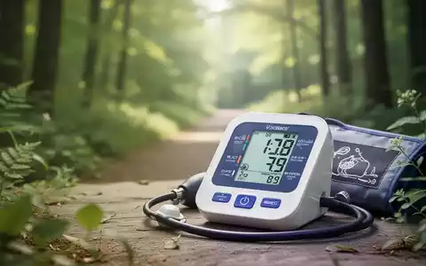 Ein stilisiertes Bild, das Blutdruckkontrolle und Waldtherapie darstellt, mit einem digitalen Blutdruckmessgerät und beruhigenden Naturmerkmalen. - Foto: über boerse-global.de