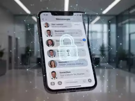 Smartphone-Bildschirm mit Messaging-App und digitalem Schloss-Symbol für Datensicherheit. - Foto: über boerse-global.de
