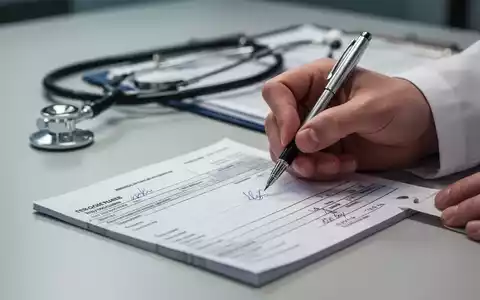 Nahaufnahme einer Hand, die auf einem Rezeptblock schreibt, mit einem Stethoskop und einer Krankenakte im Hintergrund. - Foto: über boerse-global.de