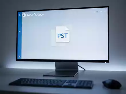 Moderner Computerbildschirm mit New Outlook-Oberfläche, Fokus auf Datenverwaltung und digitale Kommunikation. - Foto: über boerse-global.de