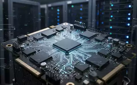 Nahaufnahme einer leuchtenden GPU-Platine mit Mikrochips und Anschlüssen, teilweise durch digitalen Glitch-Effekt verdeckt. - Foto: über boerse-global.de