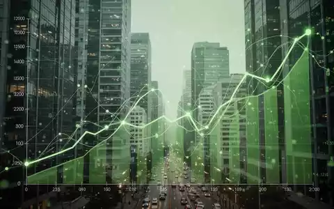 Ein stilisiertes Diagramm zeigt einen Abwärtstrend, überlagert mit digitalen Linien, die Datenfluss und Compliance darstellen, vor einem Finanzviertel. - Foto: über boerse-global.de