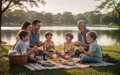 Eine Familie picknickt in einem Park, symbolisierend Sparmaßnahmen und alternative Urlaubsgestaltung angesichts der Inflation. - Foto: über boerse-global.de