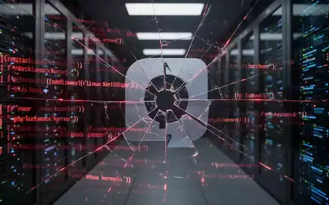 Abstrakte Darstellung einer kritischen Software-Schwachstelle im Linux-Kernel mit leuchtend roten Linien und einem gesprungenen Logo. - Foto: über boerse-global.de