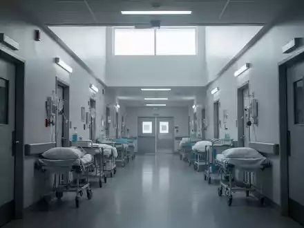 Ein moderner, steriler Korridor einer forensischen Psychiatrie mit weichem Licht, das durch ein hohes Fenster fällt. - Foto: über boerse-global.de