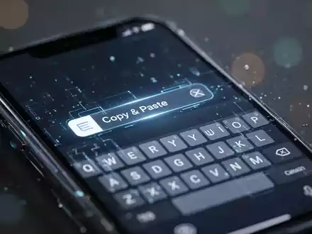 Nahaufnahme eines Smartphone-Bildschirms mit vereinfachter Tastatur und 'Copy & Paste'-Vorschauleiste. - Foto: über boerse-global.de