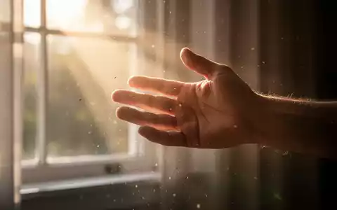 Eine Hand, die in einen Sonnenstrahl greift, der durch ein Fenster fällt und Staubpartikel beleuchtet. - Foto: über boerse-global.de