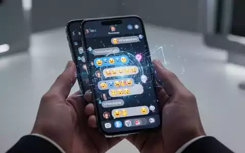 Nahaufnahme eines iPhone-Bildschirms mit einer Messaging-App, Chatblasen und Reaktionen, in Händen gehalten, mit KI-Integration. - Foto: über boerse-global.de