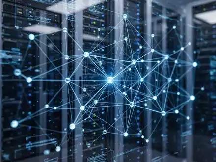 Eine Nahaufnahme einer digitalen Benutzeroberfläche, die Datenflüsse und Sicherheitsbedrohungen in einem Rechenzentrum anzeigt. - Foto: über boerse-global.de