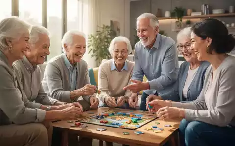 Senioren und eine jüngere Person spielen ein Brettspiel, das geistige Fitness und soziale Interaktion symbolisiert. - Foto: über boerse-global.de