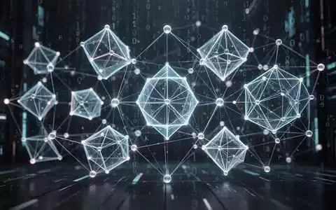 Abstraktes Bild mit leuchtenden geometrischen Formen und verbundenen Knoten, die komplexe mathematische Probleme und KI-Lösungen symbolisieren. - Foto: über boerse-global.de