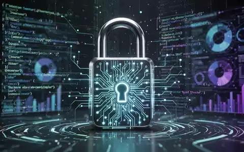 Leuchtendes digitales Vorhängeschloss, umgeben von Codezeilen und Daten, symbolisiert KI-gestützte Cybersicherheit und Schwachstellenerkennung. - Foto: über boerse-global.de