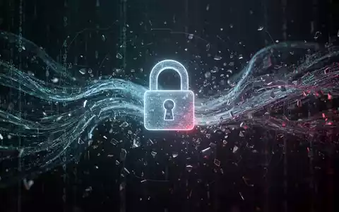 Abstraktes Bild mit fragmentierten digitalen Daten und einem leuchtenden Vorhängeschloss, das einen Cybersicherheitsvorfall im Gesundheitswesen symbolisiert. - Foto: über boerse-global.de