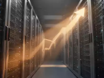Abstrakte, atmosphärische Darstellung des Datenspeichersektors mit schnell aufsteigendem Licht, das starkes Marktwachstum symbolisiert. - Foto: über boerse-global.de