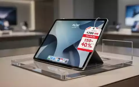 Ein schlankes Tablet mit einem Preisschild, das einen Rabatt von 400 Euro anzeigt, auf einer eleganten Oberfläche. - Foto: über boerse-global.de