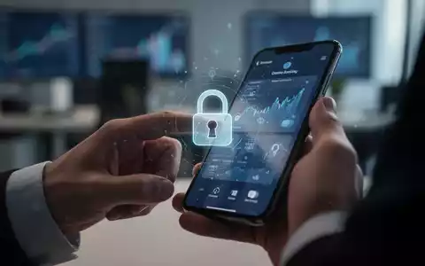 Nahaufnahme einer Hand, die ein Smartphone für sicheres Online-Banking nutzt, mit einem digitalen Vorhängeschloss-Symbol auf dem Bildschirm. - Foto: über boerse-global.de