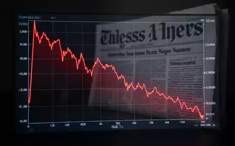 Ein Börsenchart auf einem digitalen Bildschirm zeigt einen starken Rückgang, der einen Wochenverlust von 26 Prozent darstellt. - Foto: über boerse-global.de