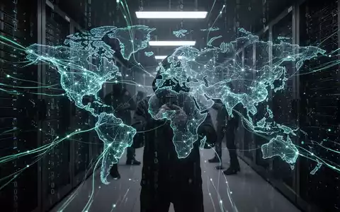 Glühende Linien und Schattengestalten als Hacker bei einem Angriff auf ein globales Netzwerk. - Foto: über boerse-global.de