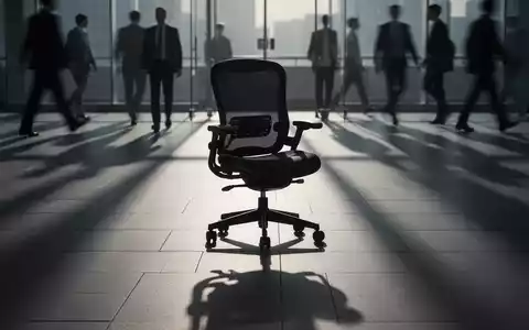 Ein leerer Bürostuhl wirft einen langen, bedrohlichen Schatten, im Hintergrund verschwommen gehende Personen. Symbolisiert Inaktivität und Gesundheitsrisiken. - Foto: über boerse-global.de