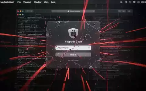 Abstraktes digitales macOS-Interface mit defekten Anmeldefenstern und roten Linien als Symbol für Datendiebstahl. - Foto: über boerse-global.de