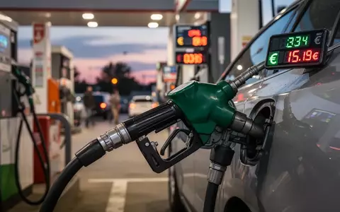 Eine Zapfsäule an einer Tankstelle zeigt steigende Kraftstoffpreise in Euro an, während Benzin in ein Auto gepumpt wird. - Foto: über boerse-global.de