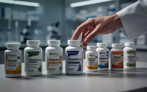 Nahaufnahme verschiedener Vitamin- und Nahrungsergänzungsmittelflaschen auf einer minimalistischen Oberfläche, eine Hand greift nach einer Flasche. - Foto: über boerse-global.de