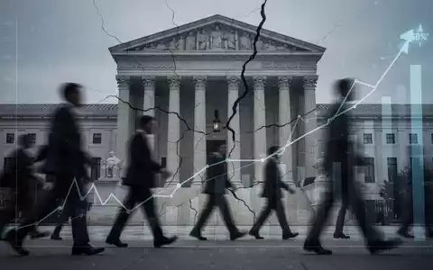 Abstrakte Darstellung einer Finanzkrise mit einem zerbrechenden Regierungsgebäude und fallenden Finanzdiagrammen. - Foto: über boerse-global.de