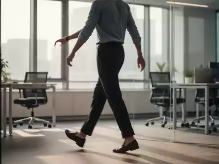 Eine Person macht eine kurze Bewegungspause in einem modernen Büro, symbolisch für die Reduzierung von Krebsrisiken. - Foto: über boerse-global.de