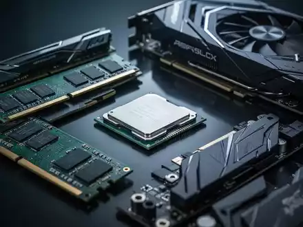 Nahaufnahme von PC-Hardware-Komponenten wie RAM, CPU und GPU, die aktuelle Marktherausforderungen zeigt. - Foto: über boerse-global.de