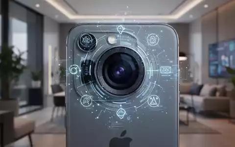 Nahaufnahme einer iPhone-Kamera mit digitalen Overlays, die KI-Erkennung und Datenanalyse andeuten, vor unscharfem Hintergrund. - Foto: über boerse-global.de