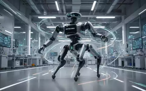Futuristischer Unitree GD01-Transformationsroboter in einer Hightech-Anlage, der seine Dual-Mode-Fähigkeiten zeigt. - Foto: über boerse-global.de