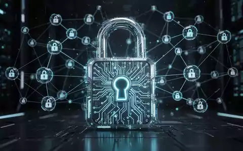 Leuchtendes digitales Vorhängeschloss für Cybersicherheit, mit Datenknoten-Netzwerk im Hintergrund für KI und Cyberabwehr. - Foto: über boerse-global.de