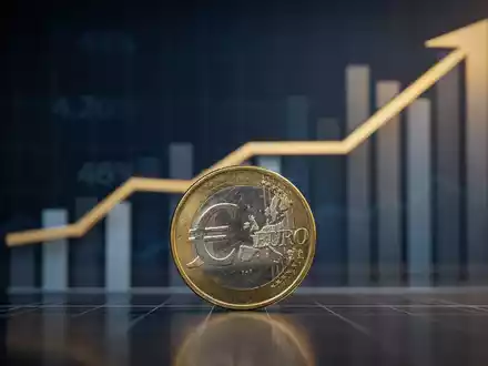 Ein stilisierter Finanzgraph mit aufsteigendem Trend und einer einzelnen Euro-Münze, die Wachstum und hohe Dividenden symbolisiert. - Foto: über boerse-global.de