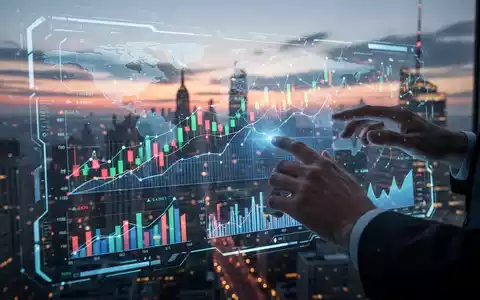 Digitales Interface mit Finanzdiagrammen und -grafiken, Hände interagieren mit holografischem Bildschirm in modernem Finanzumfeld. - Foto: über boerse-global.de