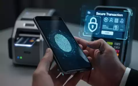 Nahaufnahme einer Hand, die ein Smartphone mit Fingerabdruckscan auf dem Bildschirm hält, zur biometrischen Authentifizierung für sichere Zahlungen. - Foto: über boerse-global.de