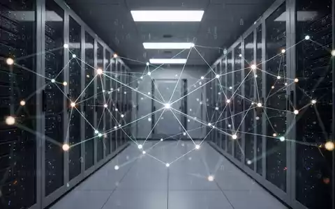 Abstraktes Netzwerk aus leuchtenden Datenpunkten und Linien mit Binärcode über einem Serverraum, das digitale Souveränität symbolisiert. - Foto: über boerse-global.de