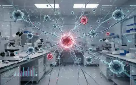 Abstrakte Darstellung von neuronalen Bahnen und Immunzellen mit leuchtenden Verbindungen, die wissenschaftliche Forschung symbolisiert. - Foto: über boerse-global.de