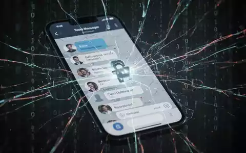 Digitale Oberfläche mit leuchtenden Linien und Binärcode, die Cyberbedrohungen und Datenabfang in Messaging-Apps darstellt. - Foto: über boerse-global.de